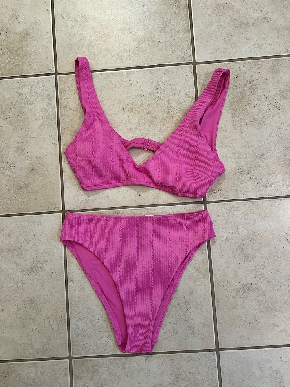 aerie Pink Scoop Bikini Top and High Waisted Bottom - Picture 3 of 4
